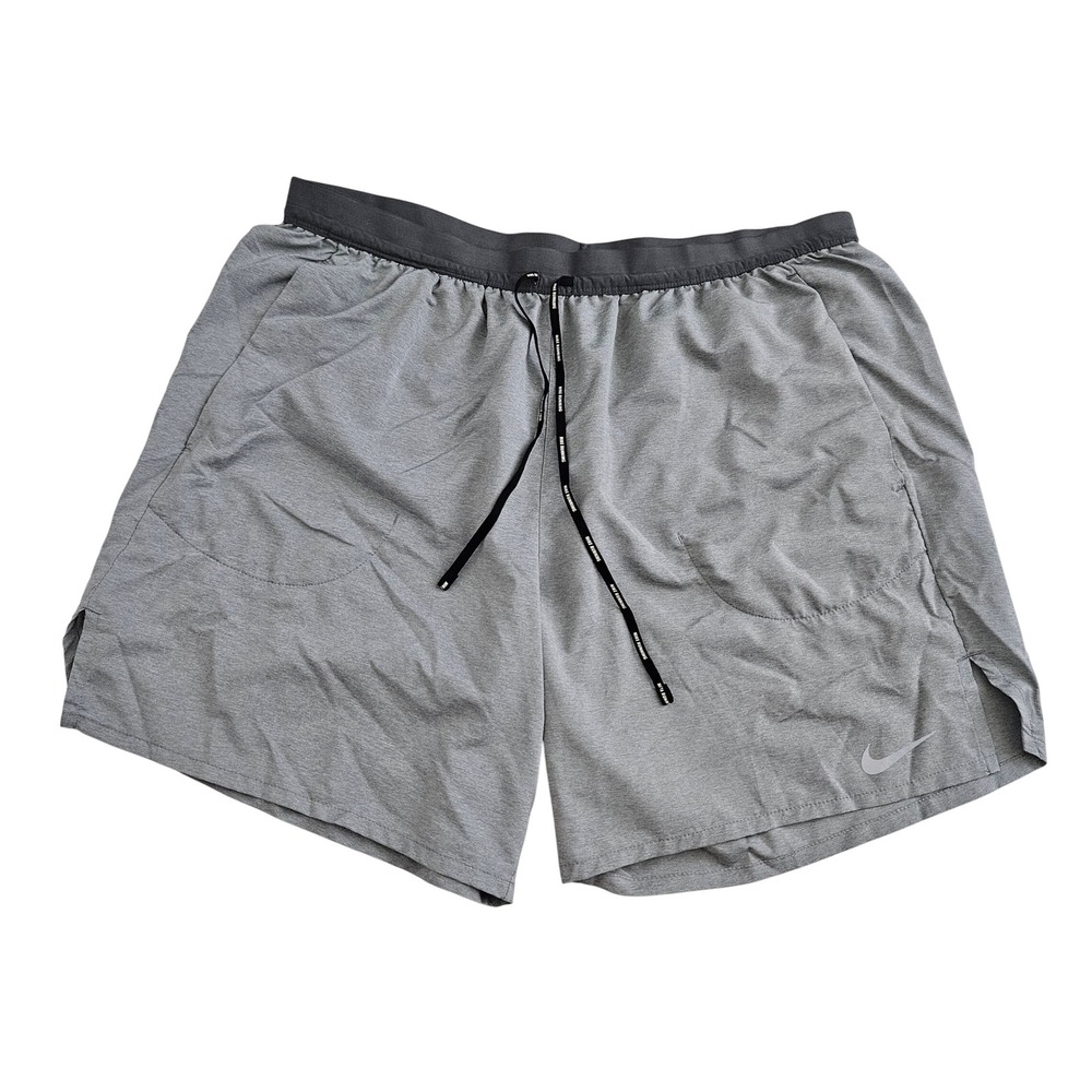 Nike Stride Dri Fit (Mens XL) Gray Lined Running Shorts Athletic Gym Performance